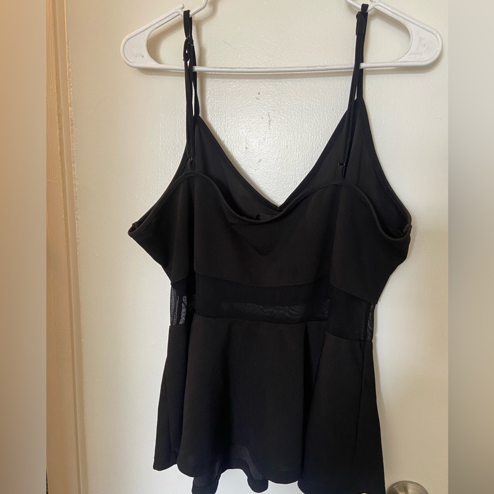 SHEIN Plus Mesh Insert Peplum Cami Top